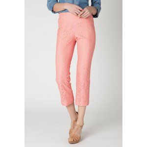 Corey Lynn Calter Womens Pants 6 Youghal Crops Coral Pink Lace Straight Chino